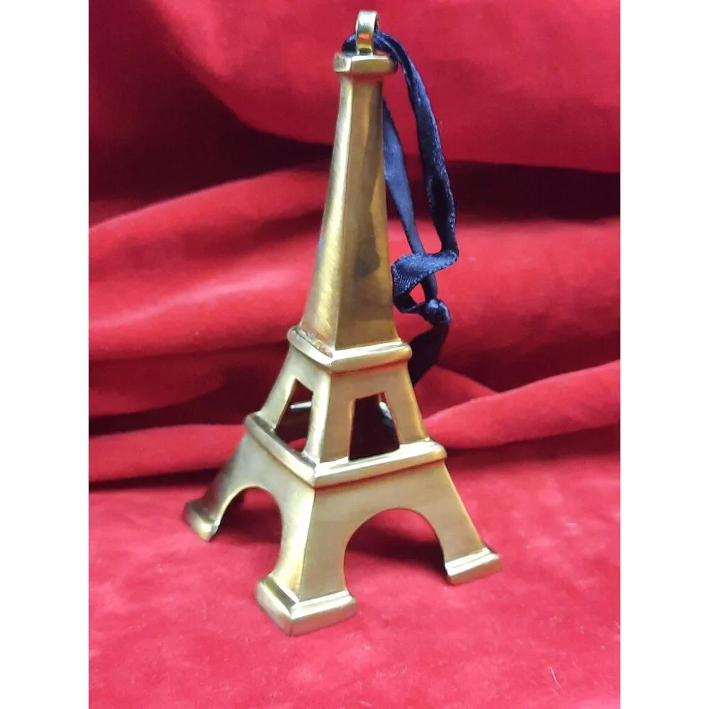 Vintage Restoration Hardware Eiffel Tower Brass Christmas Ornament 1990s